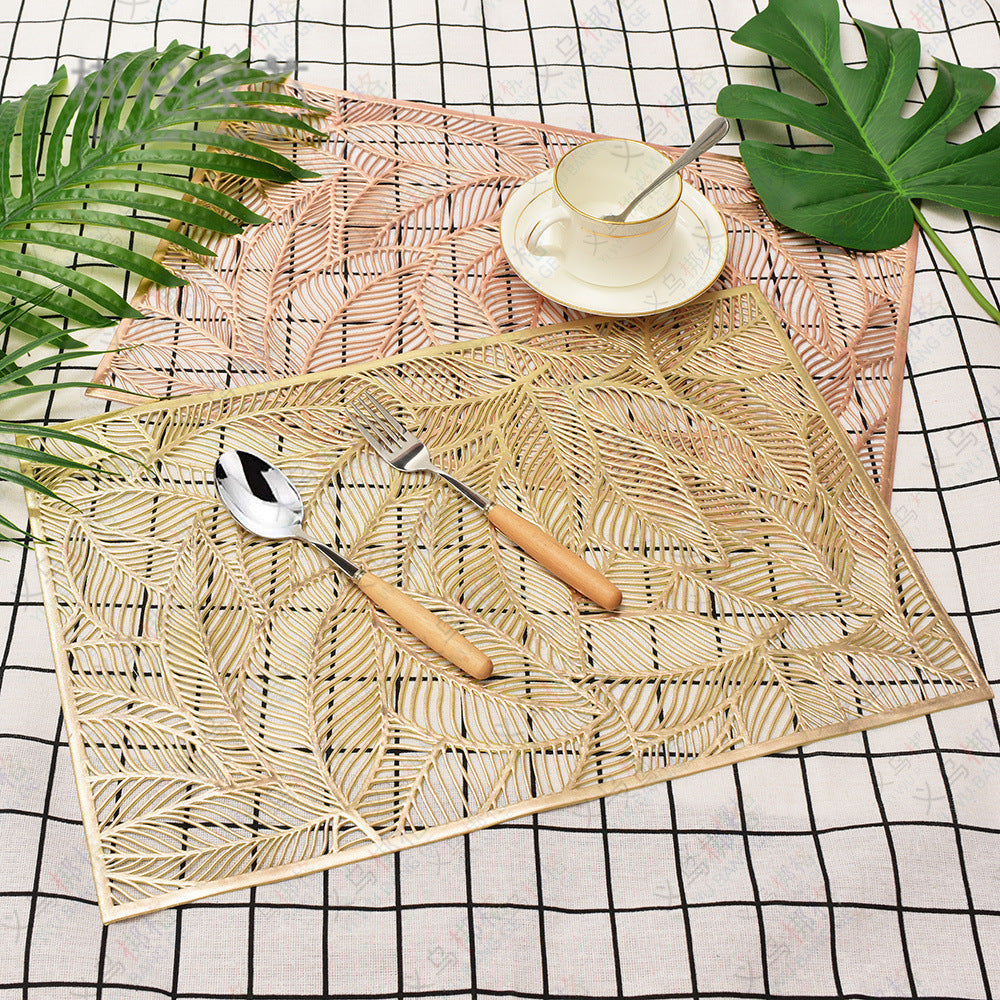 Long combination Leaf-Shaped PVC Placemat Decorative Dining Table Mat