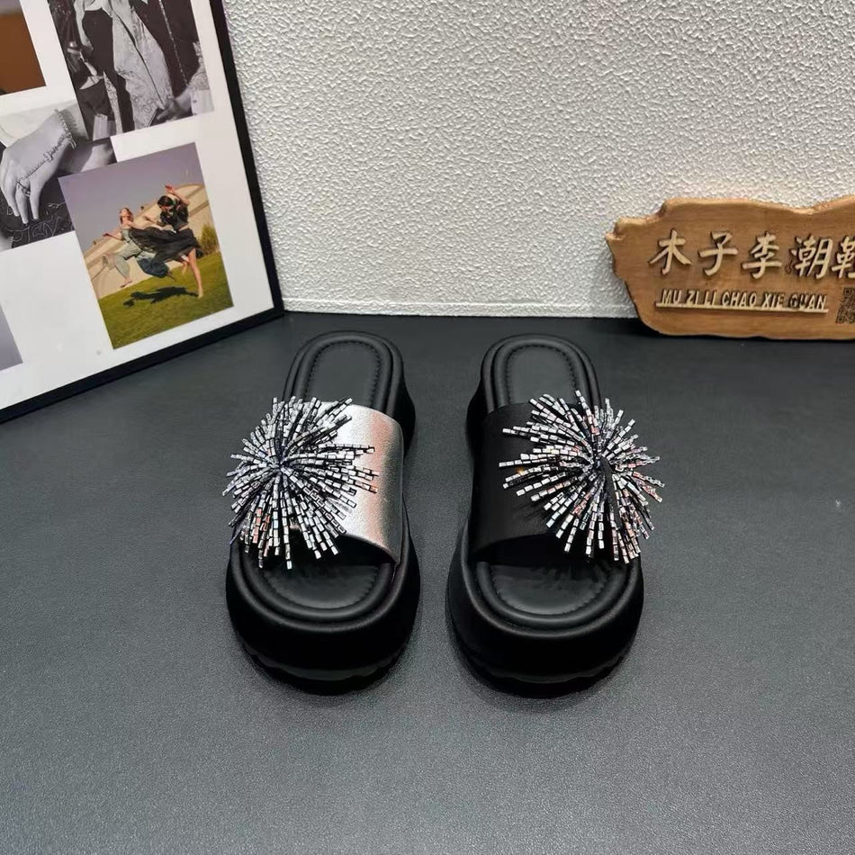 Women's Ethnic Style Platform Sandals Height-Enhancing Slides