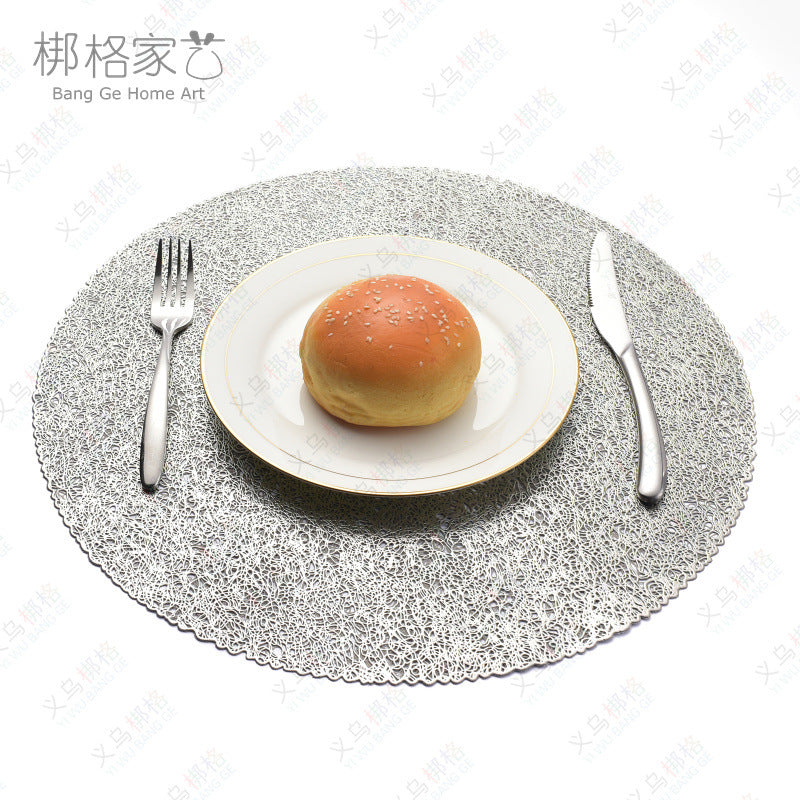 Round random Gold Stamped PVC Round Placemat Heat Resistant Party Table Mat 2PC Round 39.5*39.5cm