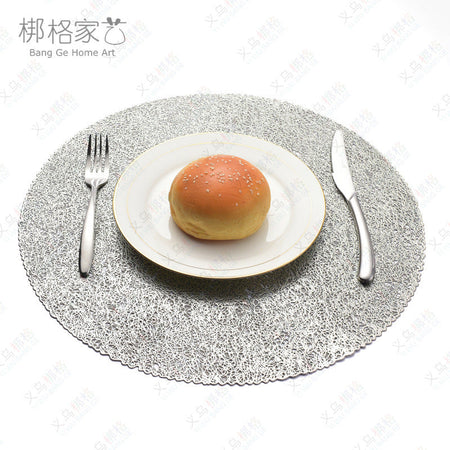 Round random Gold Stamped PVC Round Placemat Heat Resistant Party Table Mat 2PC Round 39.5*39.5cm