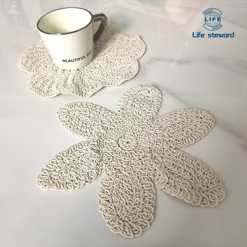 Round Crochet Lace Placemat Elegant Dining Table Mat