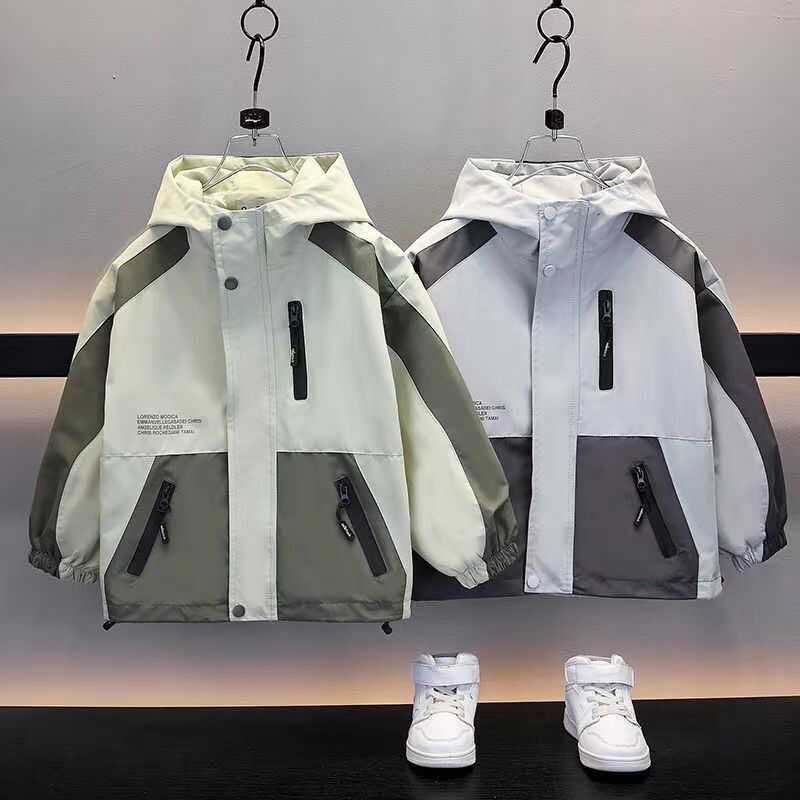Boys Casual Letter Print Autumn Jacket Lightweight Outerwear