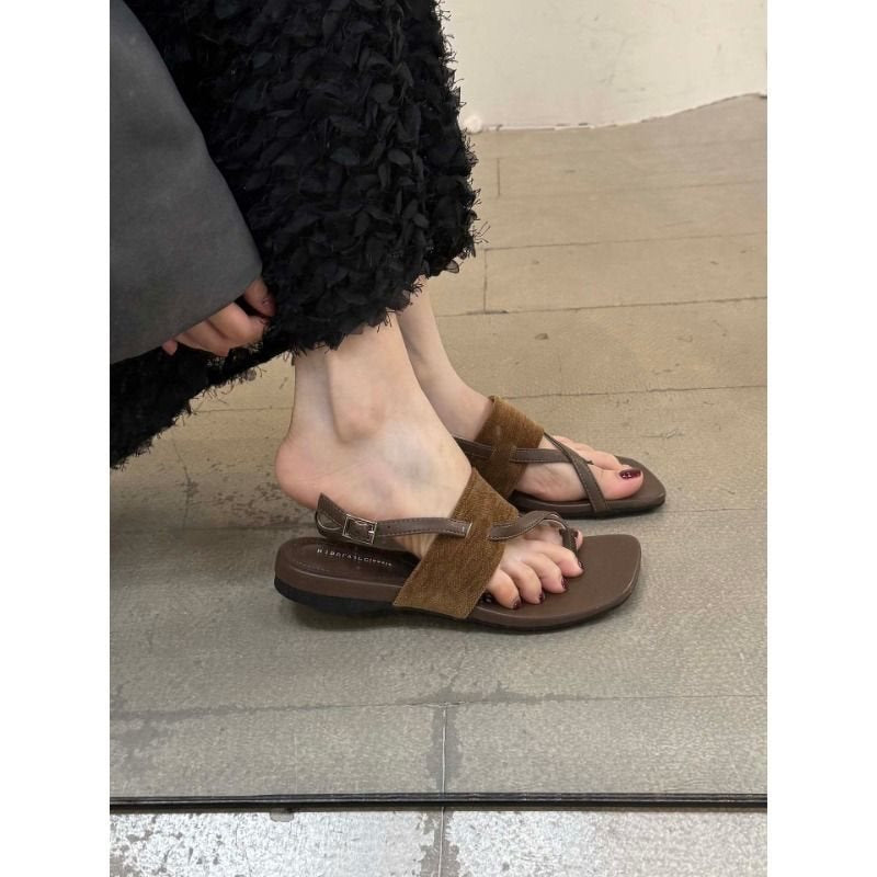 Off-white-upgraded version Women's Roman Flat Sandals Soft Sole Casual Beach Shoes