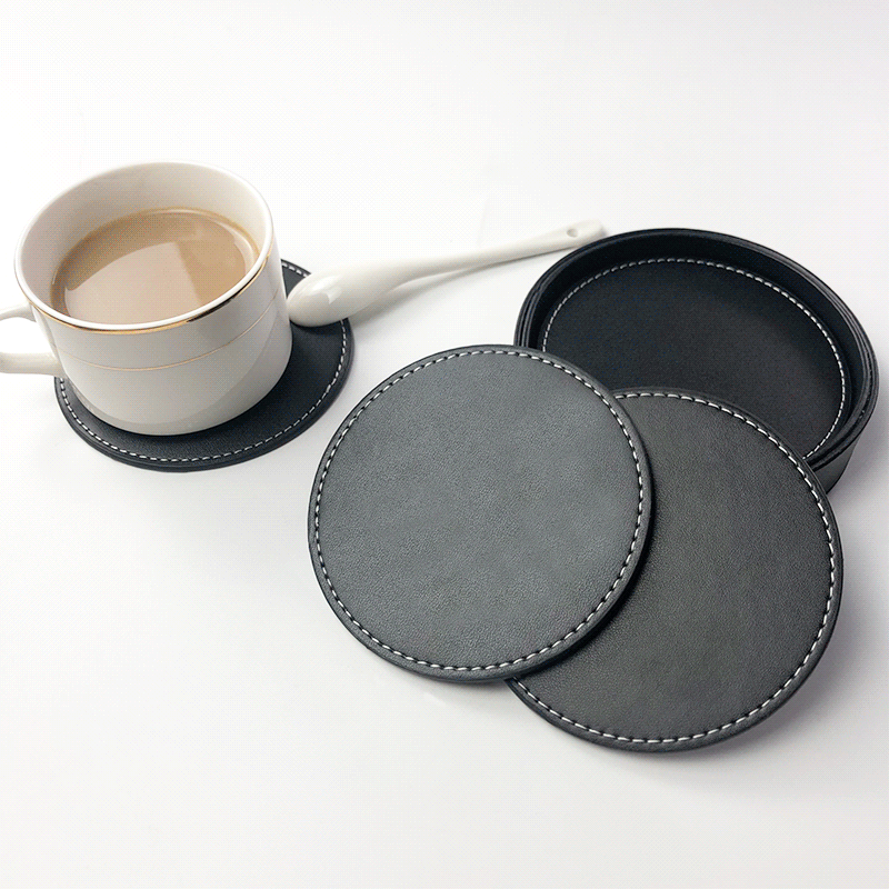 Round PU Coaster Set 10cm Coffee & Tea Cup Mat