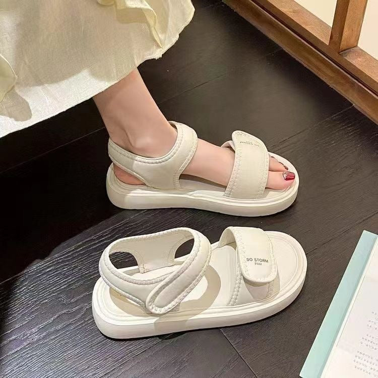 A pair of insoles Women's Velcro Strap Sandals Soft Sole Non-Slip Beach Shoes