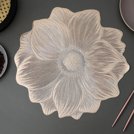 Color Foil PVC Heat Insulation Placemat Lotus Sunflower Design 8Pc