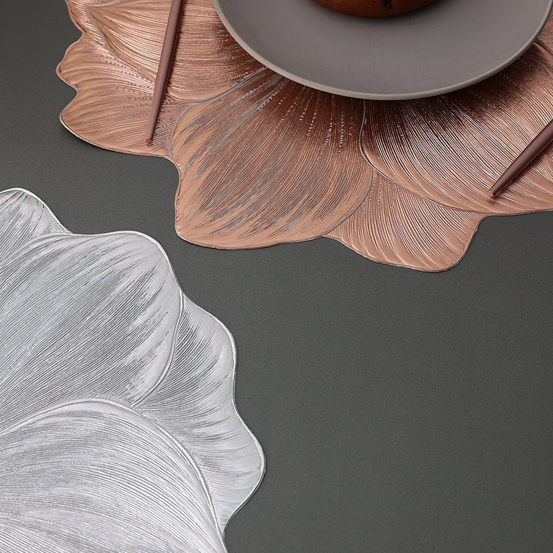Color Foil PVC Heat Insulation Placemat Lotus Sunflower Design
