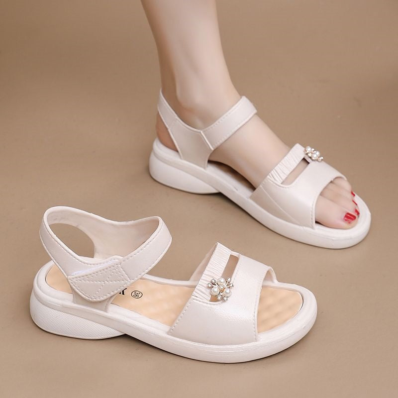 White Women's Thick Sole Beach Sandals Soft Comfortable Summer Shoes