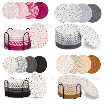Woven Cotton Yarn Round Placemat Non-Slip Heat Insulation Mat