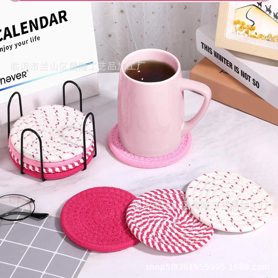Woven Cotton Yarn Round Placemat Non-Slip Heat Insulation Mat