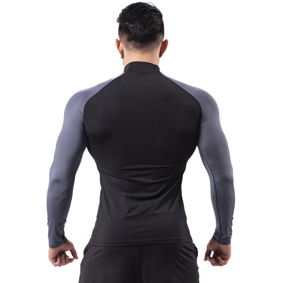 Men's Quick-Dry Mock Neck Compression Long Sleeve Shirt