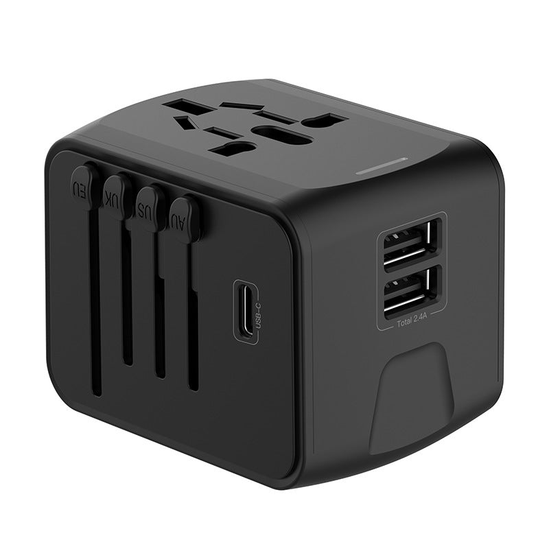 Multi Plug Travel Charger Adapter 2USB + Type-C Fast Charging