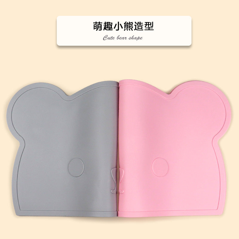Bear Silicone Placemat Kids Heat-Resistant Non-Slip Dining Mat