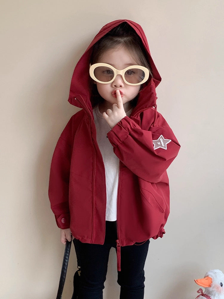 Girls Double Zipper Korean Style Windbreaker Jacket Autumn Coat