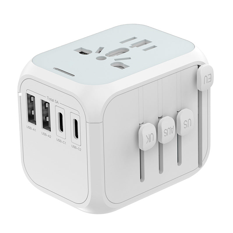 Multi-Standard Travel Charger Type-C Fast Charging Base with Fuse Protection in Black