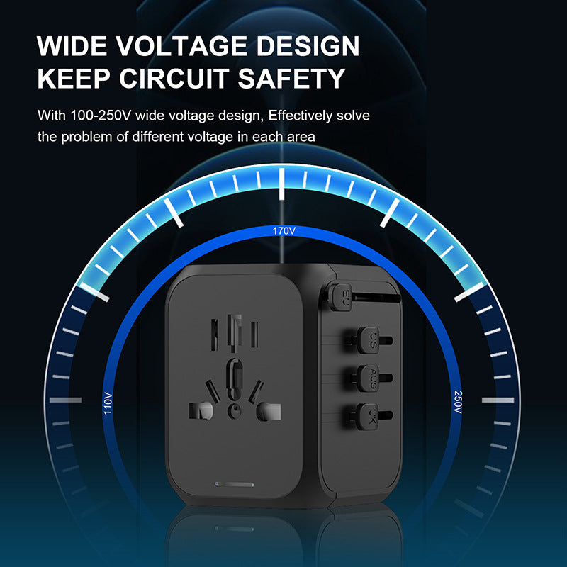 Multi-Standard Travel Charger Type-C Fast Charging Base with Fuse