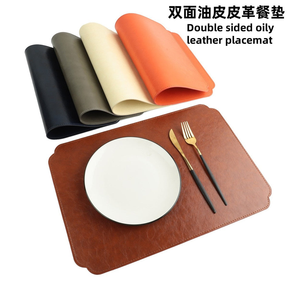 Nordic Style Rectangular Leather Placemat Non-Slip Heat