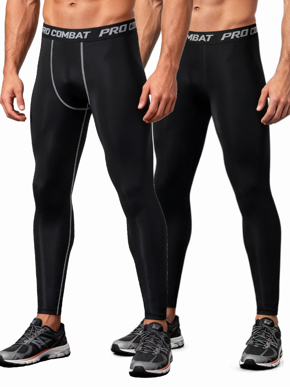 Black Men's Quick-Dry Compression Training Pants for Running