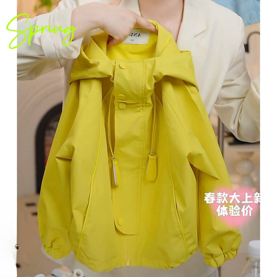 Girls Yellow Casual Autumn Jacket Lightweight Zip-Up Coat
