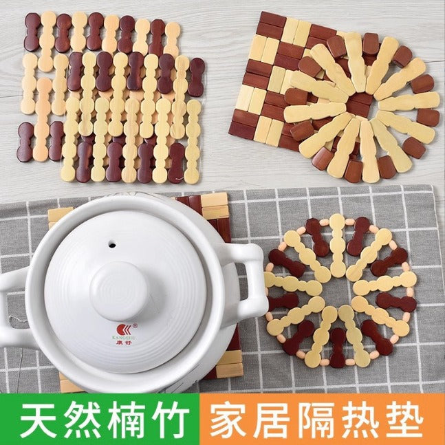 Premium Bamboo Heat-Resistant Insulation Mat for Tableware 6Pc