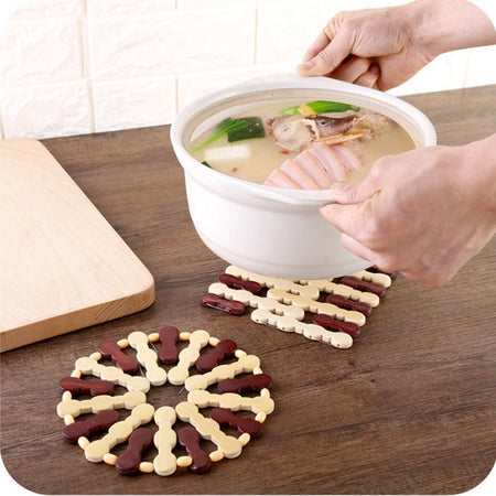 Natural bamboo Premium Bamboo Heat-Resistant Insulation Mat for Tableware 6Pc