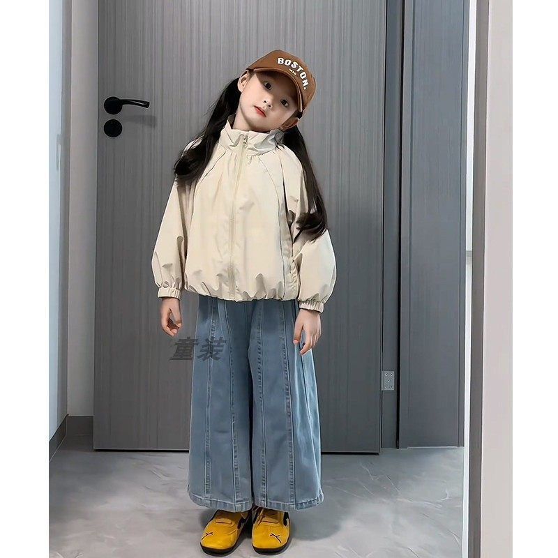 Girls Stand Collar Windbreaker Jacket Korean Style Spring Coat