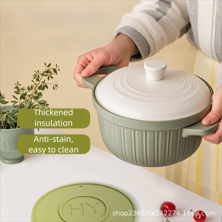 Light Luxury Soft Rubber Heat-Resistant Placemat Anti-Scalding Mat 6Pc