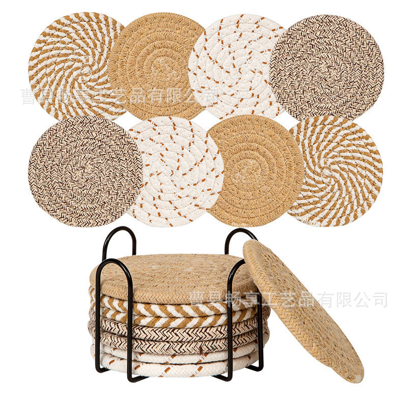 Kabai series Nordic Cotton Rope Woven Placemat Heat-Resistant Round Table Mat