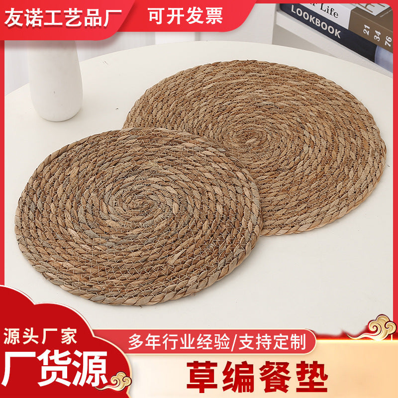 Hand-Woven Straw Round Placemat Tea Cup & Bowl Insulation Mat