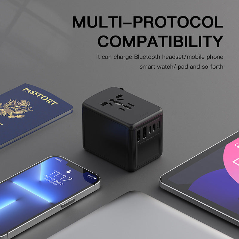 Universal Travel Adapter 3C+2A Multi Plug Fast Charging Converter