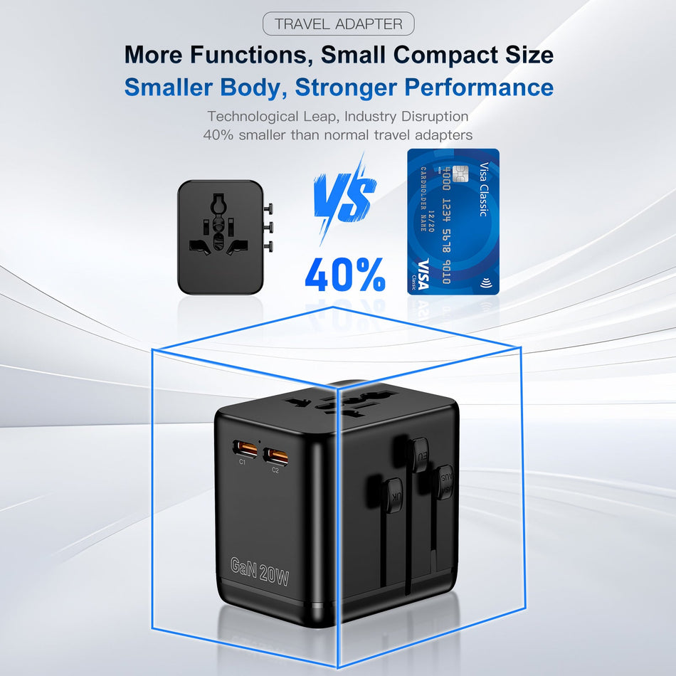 USB-C PD20W Travel Adapter Multi-Port Universal Charging Station