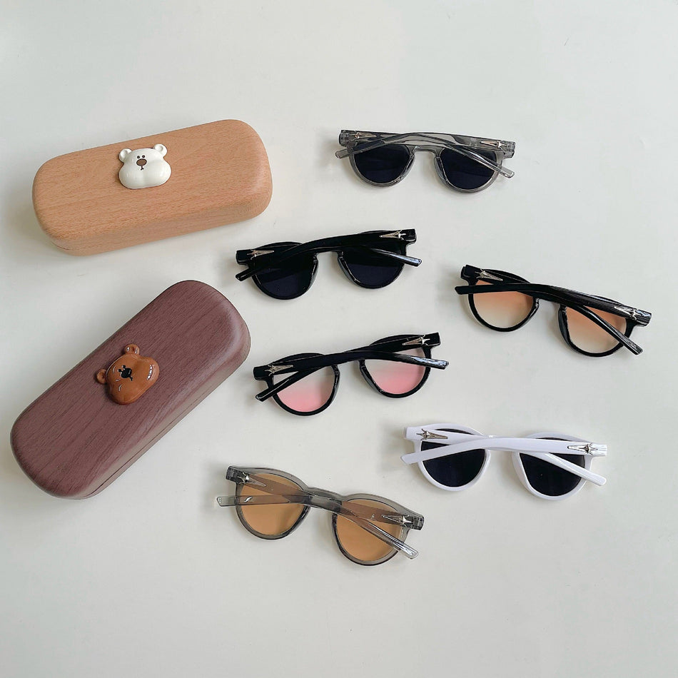 Kids Round UV400 Sunglasses Bear Box 2-Piece Set
