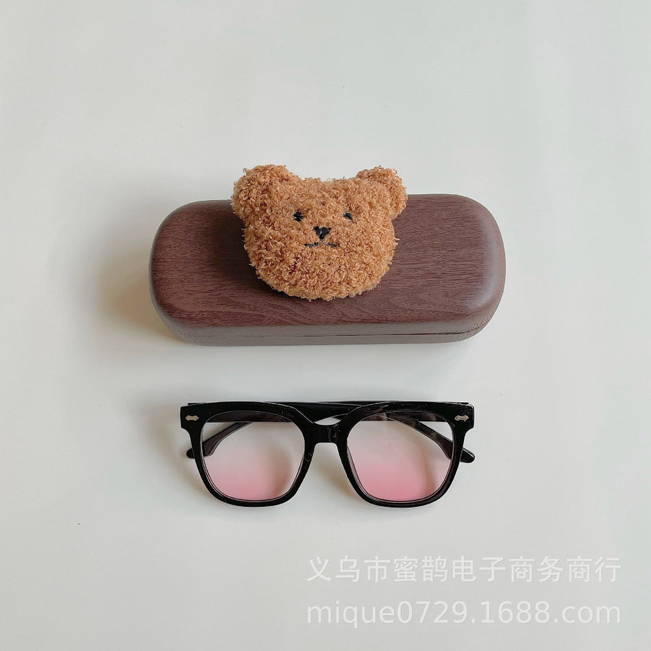 Kids Gradient UV400 Sunglasses Bear Wooden Box Set