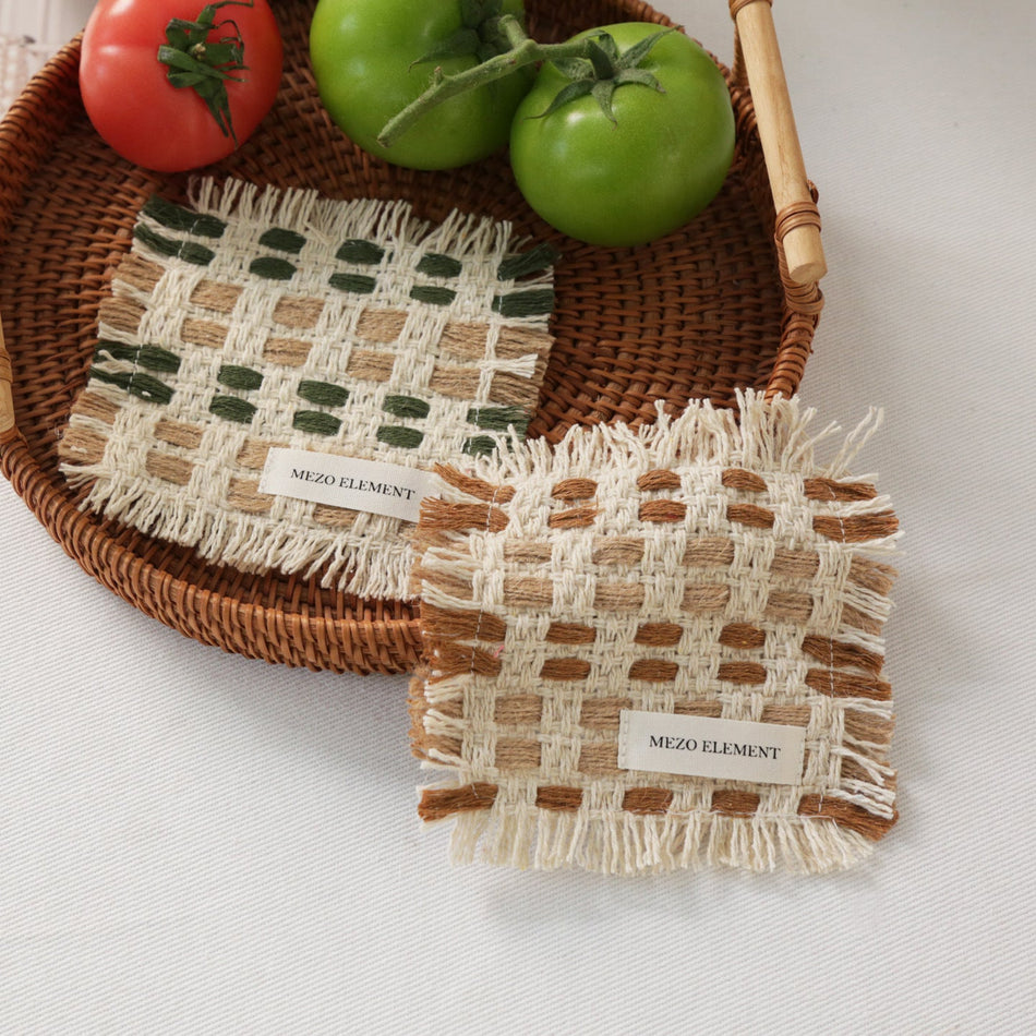 Nordic Style Handmade Tassel Fabric Coaster Heat-Resistant Coffee