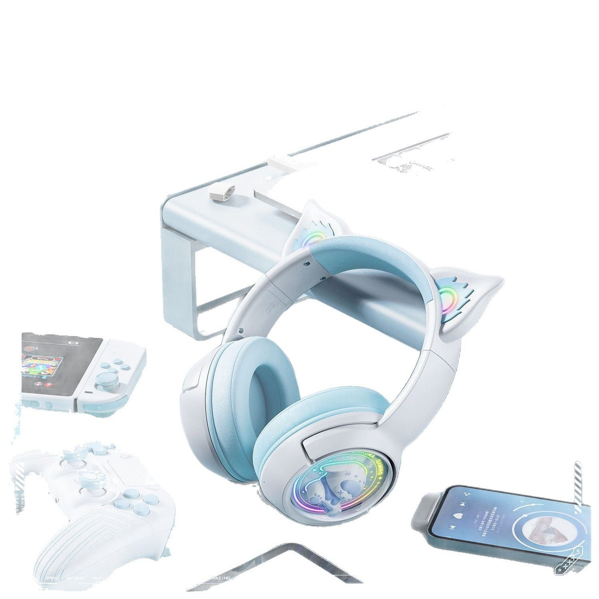 Onikuma Wireless Over-Ear Gaming Headphones Bluetooth Headset in Blue