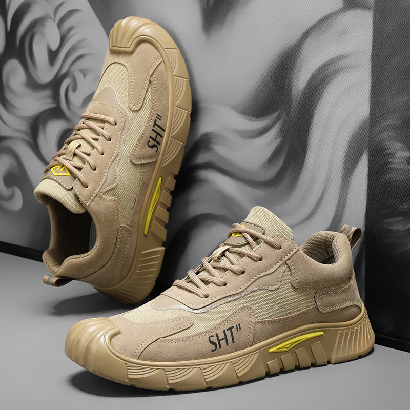 Khaki Men's Lightweight Work & Casual Sneakers with Breathable Comfort