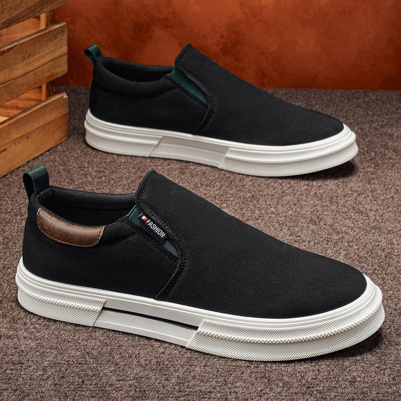 Men's Breathable Canvas Slip-On Casual Shoes Lightweight Low Top