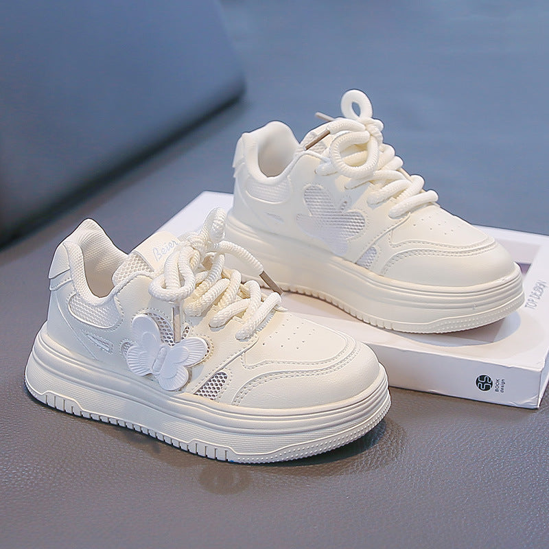 Breathable Kids Lightweight Mesh White Sneakers for Girls