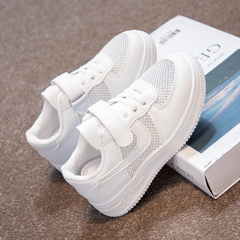 Kids Breathable Mesh White Sneakers Soft Sole Casual Shoes