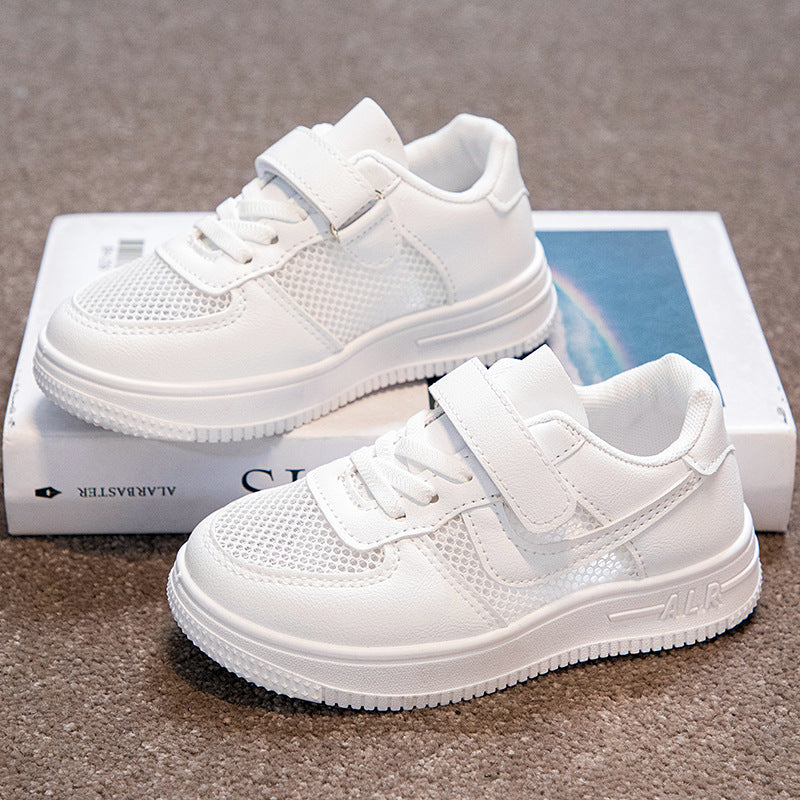 Kids Breathable Mesh White Sneakers Soft Sole Casual Shoes