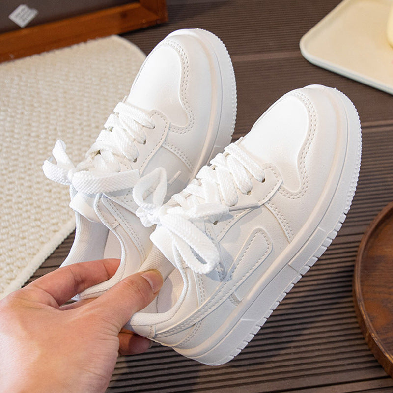 Kids White Sneakers Velcro Soft Sole Breathable Casual Shoes