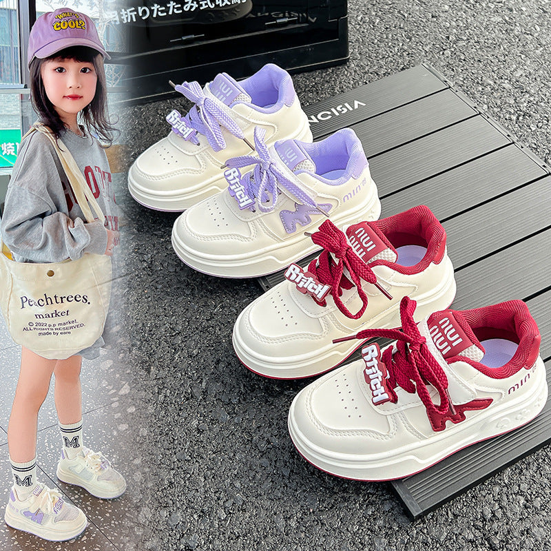 Girls Waterproof PU Sneakers Soft Sole Velcro Casual Shoes