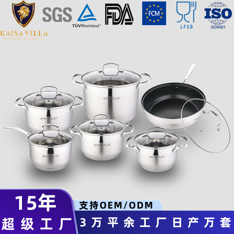 Premium Stainless Steel Cookware Set with Non-Stick Pan
