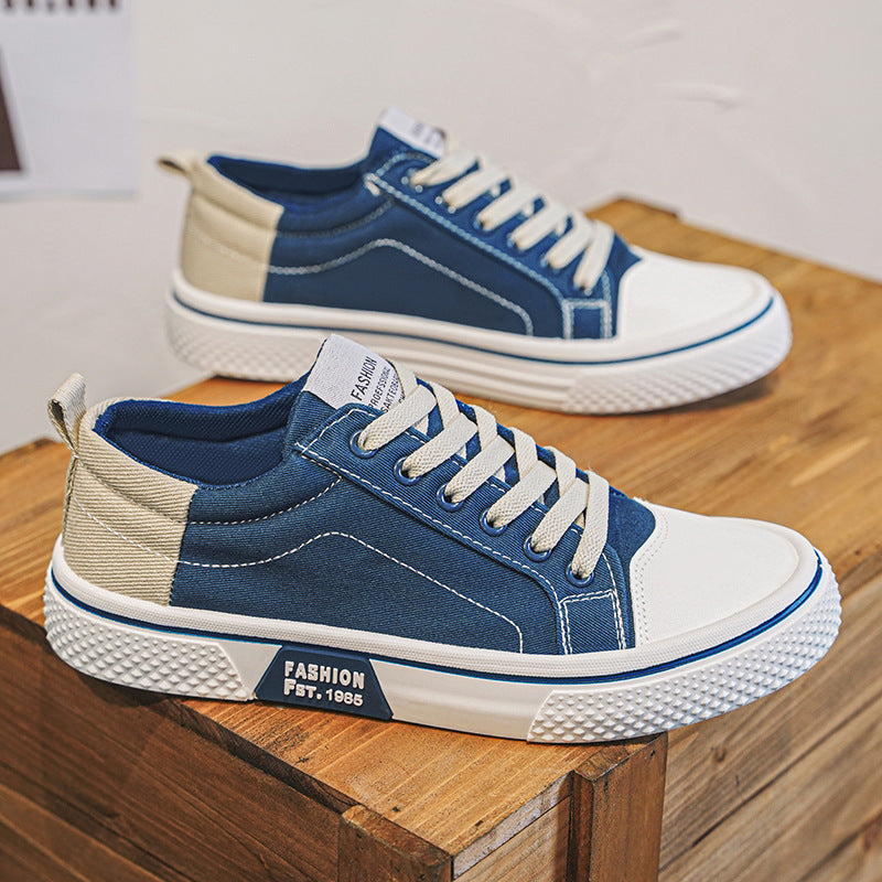 Men's Breathable Canvas Sneakers with Casual Lace-Up Design