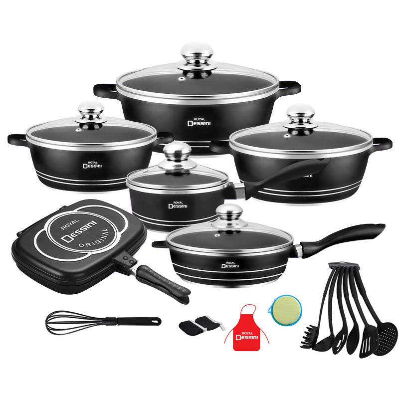 Green【23 Premium Aluminum Non-Stick Die-Cast Cooking Set