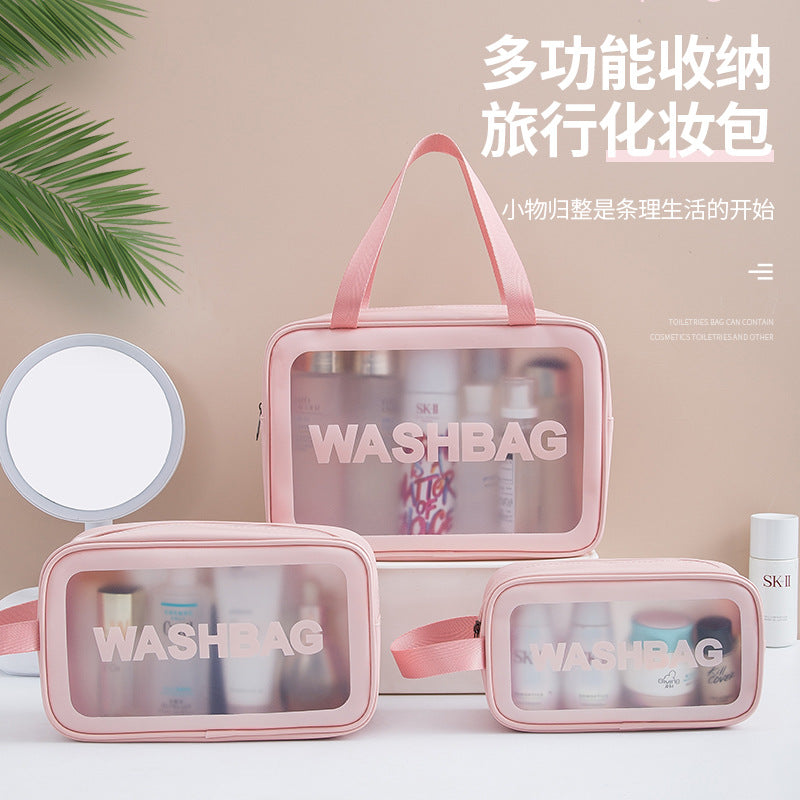 Women's Frosted PU Cosmetic Bag Large Capacity Travel Organizer