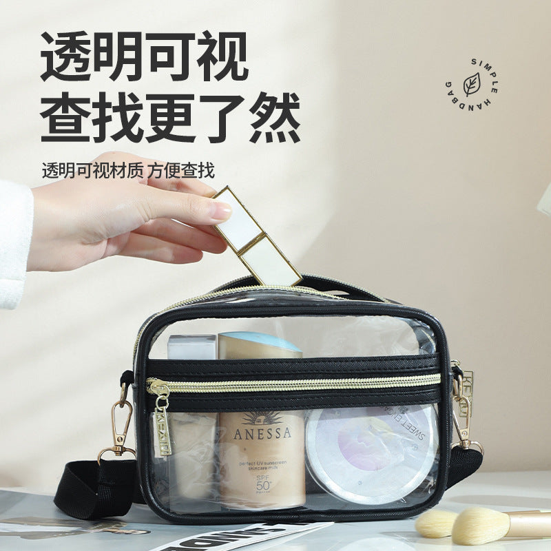 Women's Transparent PVC Cosmetic Bag Large Capacity Shoulder