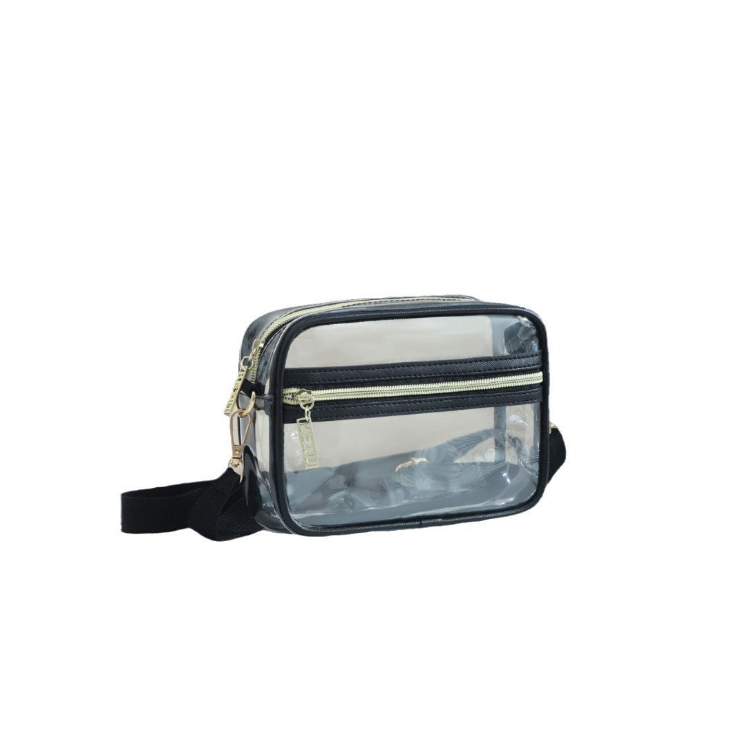 Red Women's Transparent PVC Cosmetic Bag Large Capacity Shoulder Organizer