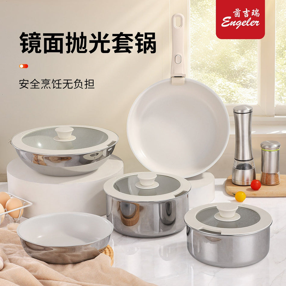 Removable Handle Stainless Steel Cookware Set for Induction