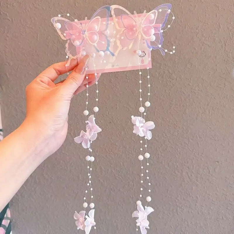 Girls Butterfly Braided Hair Clip Fairy Princess Hair Accessory